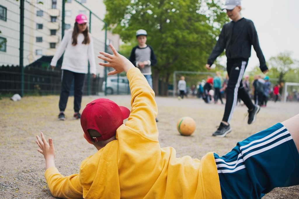 Children playing football