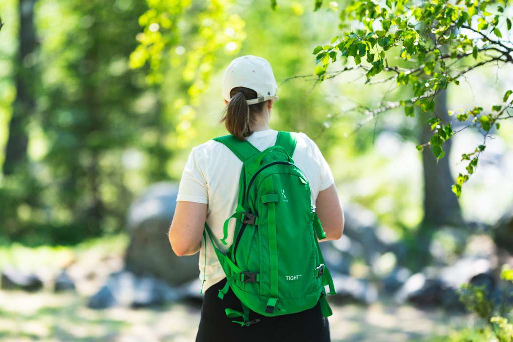 A woman hiking